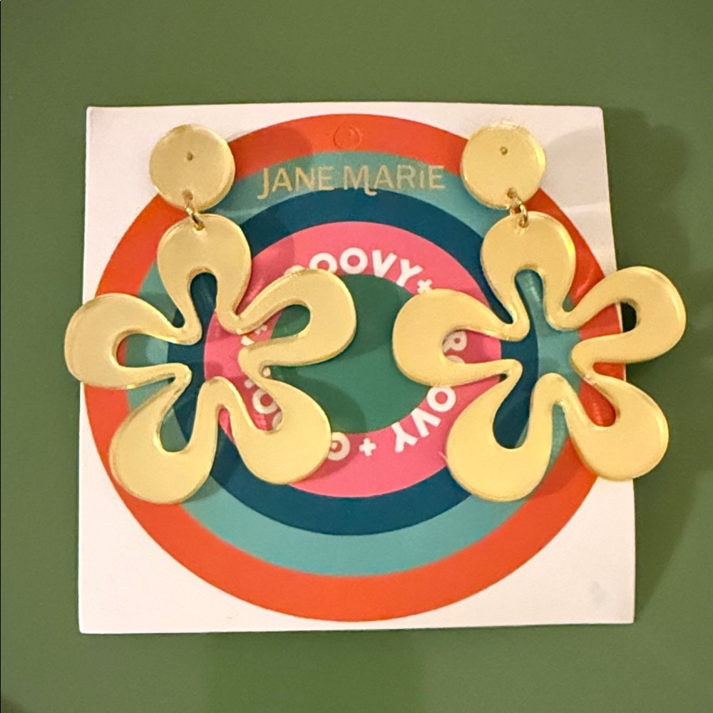 Jane Marie Yellow Floral Statement Drop Earrings